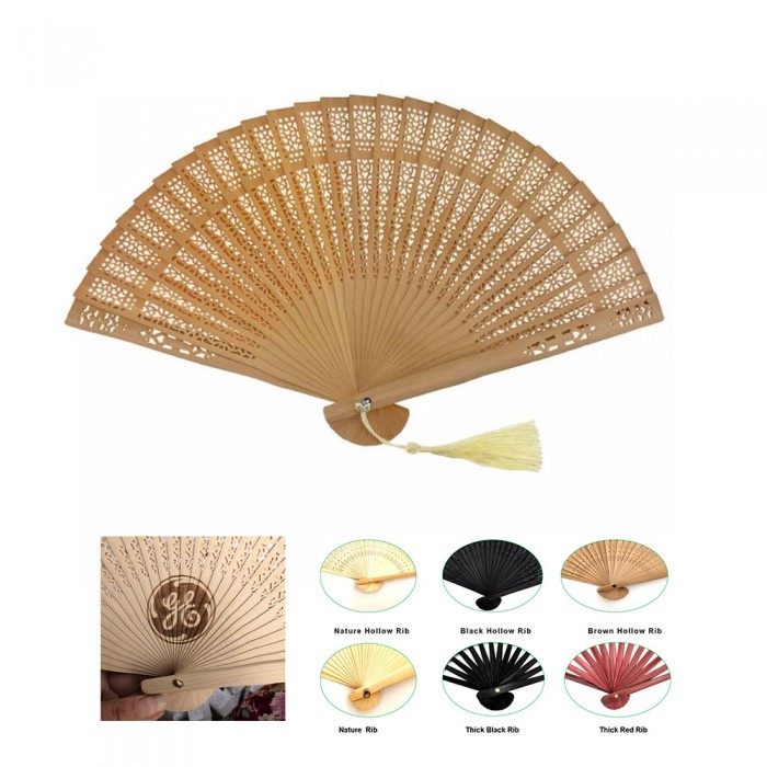 8" Wooden Hand Fans